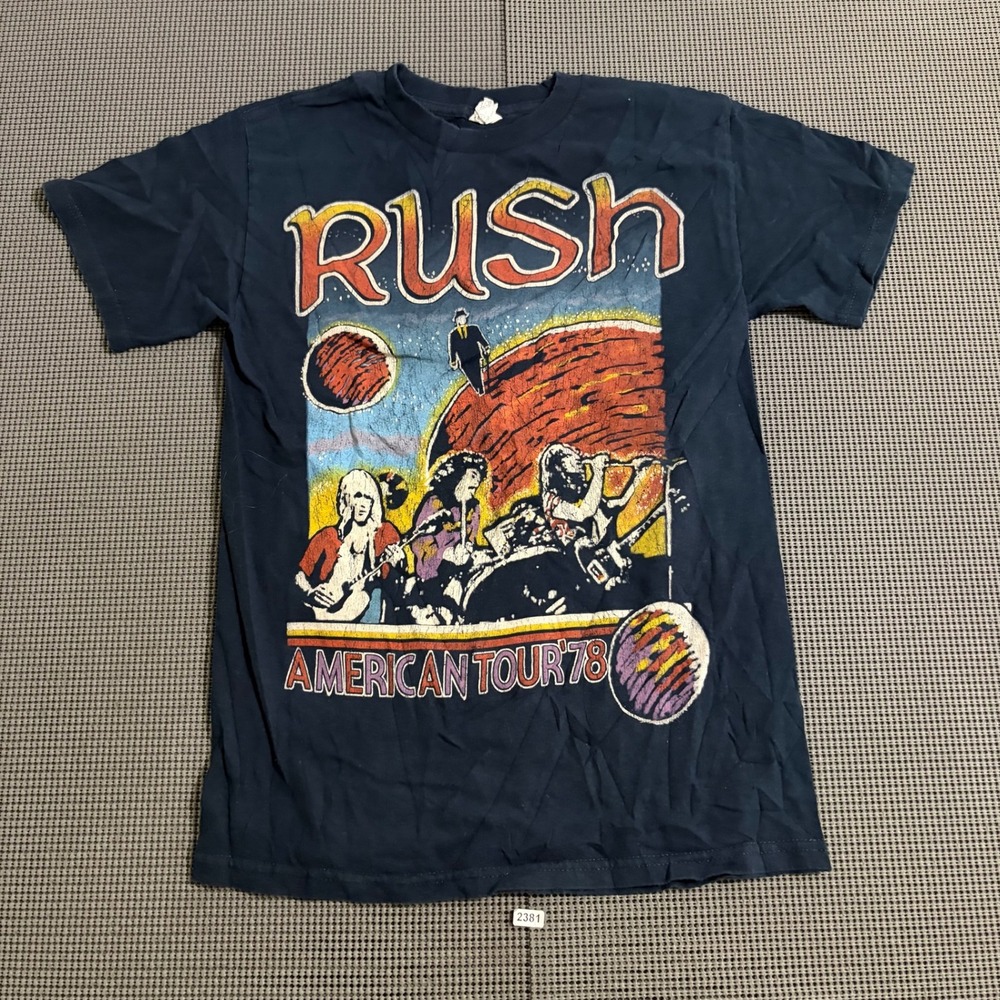 Rush American Tour 78 Graphic T-Shirt Navy Blue Size S